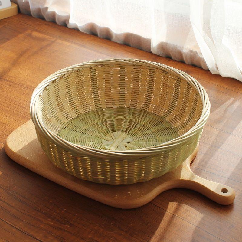 Bamboo Weaving Handmade Basket with Base - Multi-purpose Fruit, Snack, and Mantou Holder
