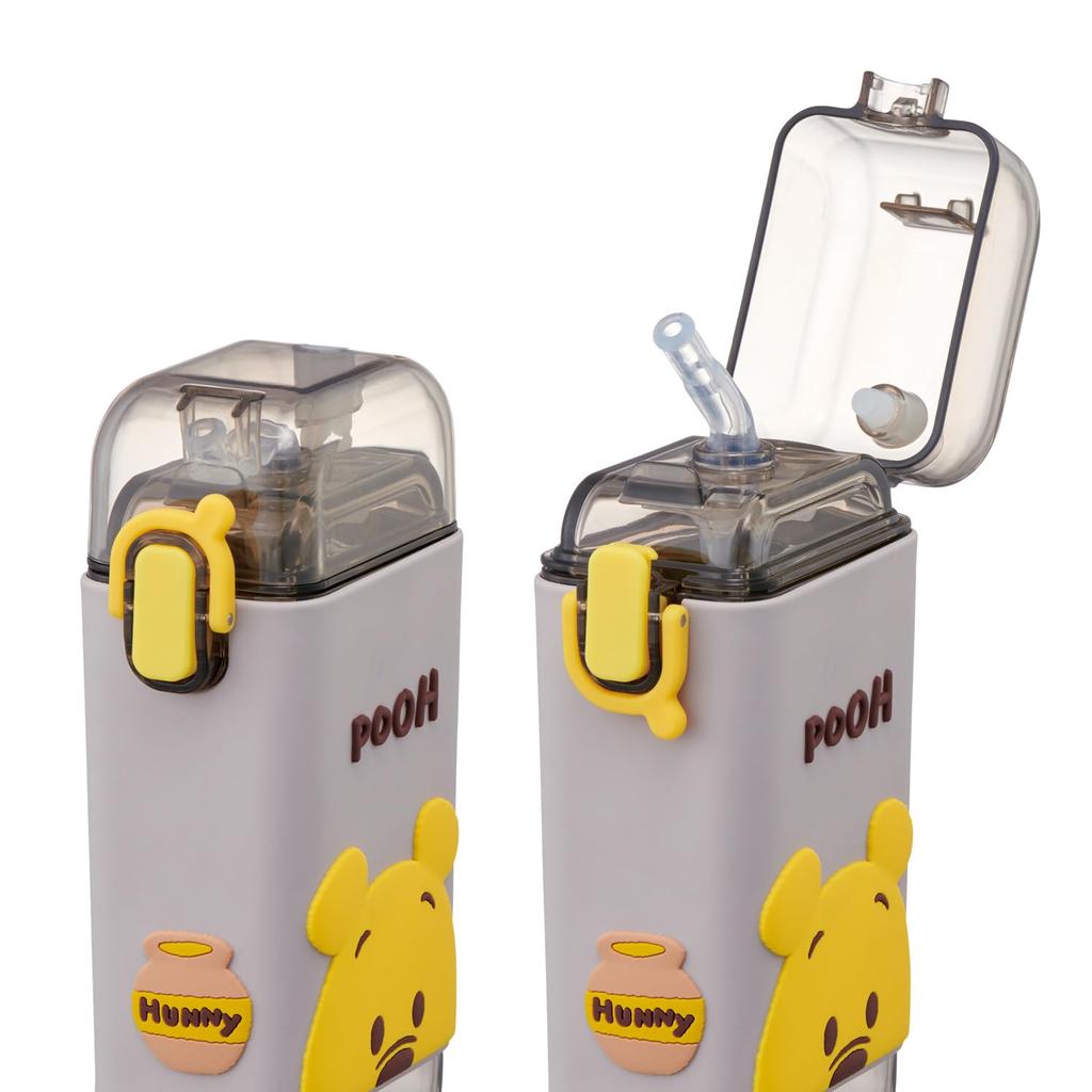 Skater Square Straw Bottle Water Bottle S 260ml One Push with Cover and Shoulder Belt Disney Winnie the Pooh PSQ3ST-A