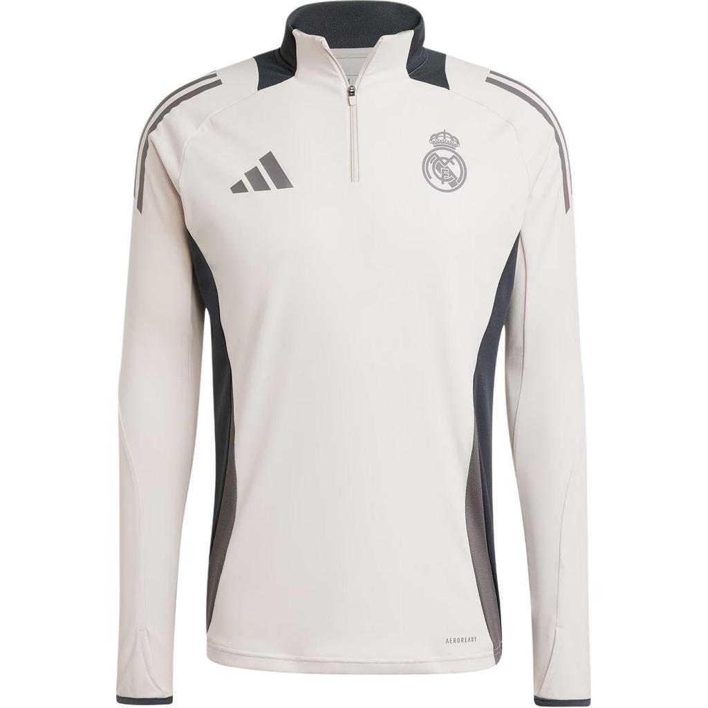 Adidas Real Madrid Tiro 24 Competition Aeroready Logo Striped Print Stand Collar Pullover Comfortable Slim Fit Long Sleeve Football Shirt IT5133