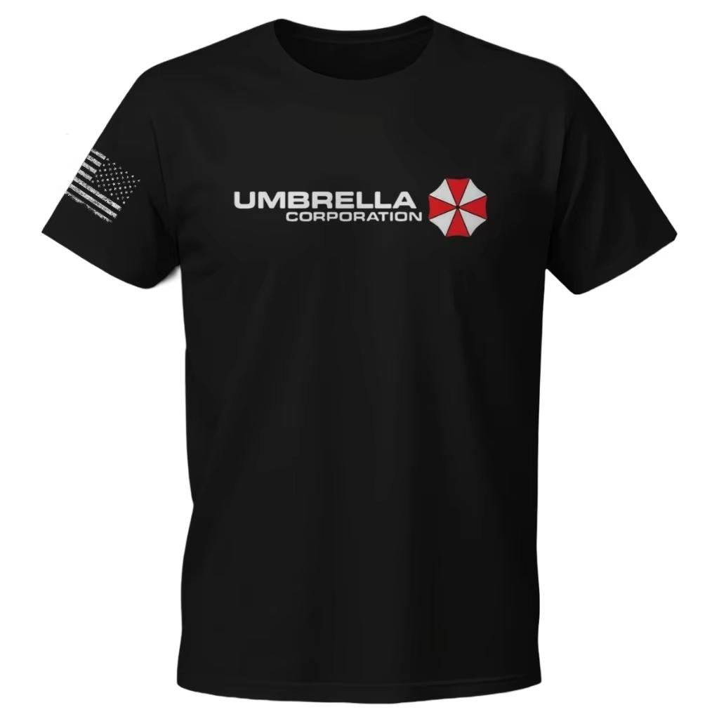 Resident Evil Tshirt White Base With Black Logo Red Umbrella Emblem Premium Horror Game Merch For Franchise Fans