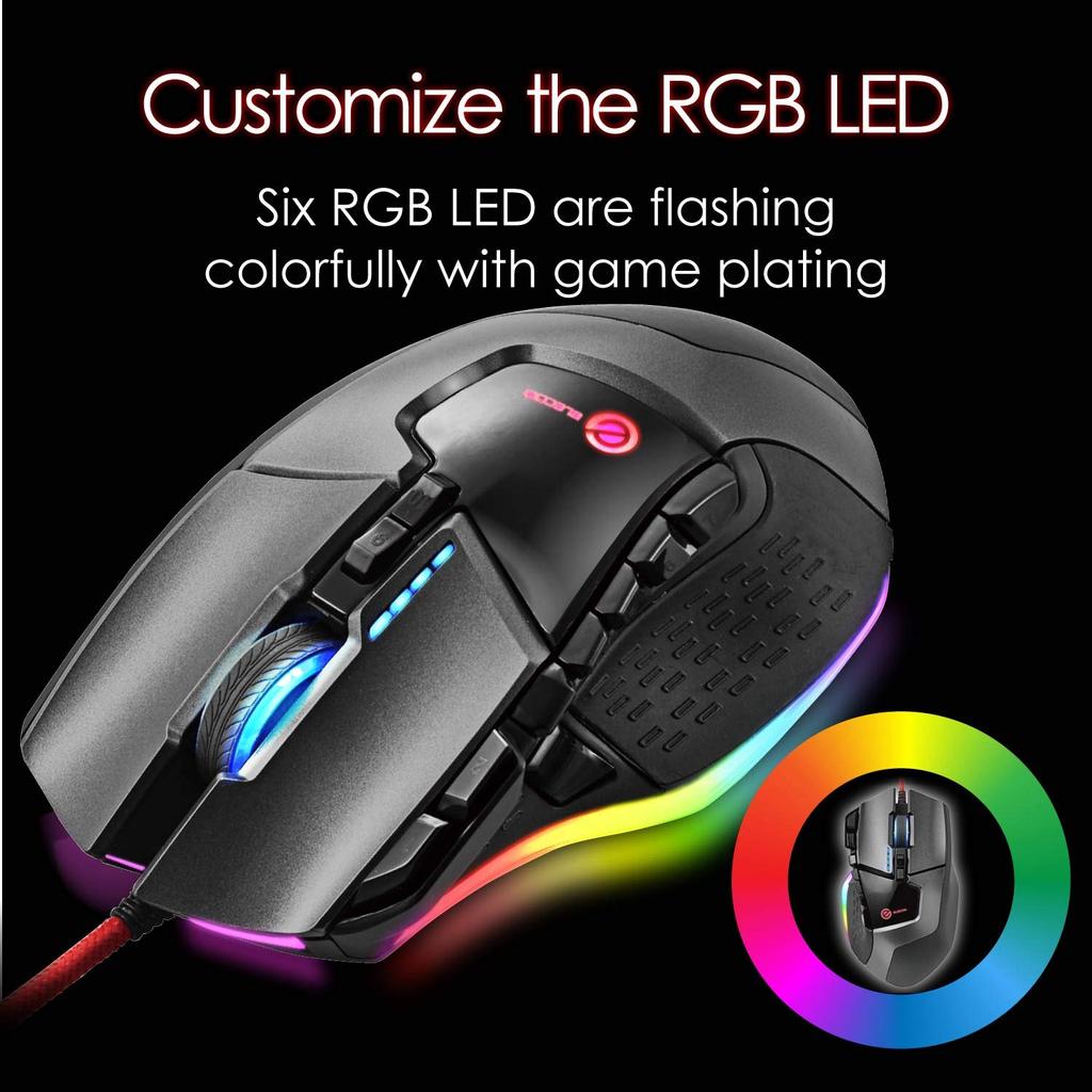 ELECOM Gaming Mouse 13 Buttons Programmable RGB Compatible Equipped with Hardware Macro DPI Adjustment Weight Balance Adjustable Ceramic Sole Black