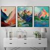 Abstract Mountain Poster Sunset Bicycle Canvas Painting Scandinavian Mural and Printing Bicycle Modern Painting Living Room Decoration