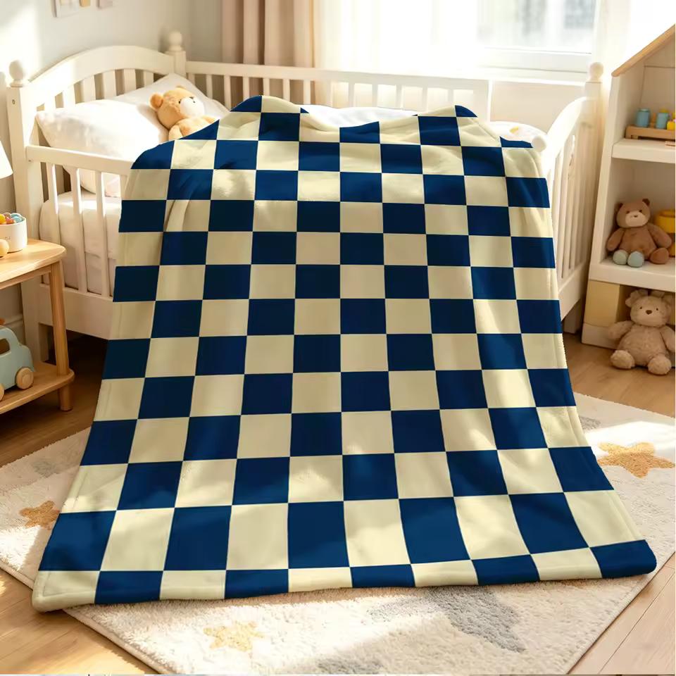 Retro Check Flannel Blanket Warm Soft Halloween Christmas Couch Warm Cozy Decorative Decor Gift for All Season