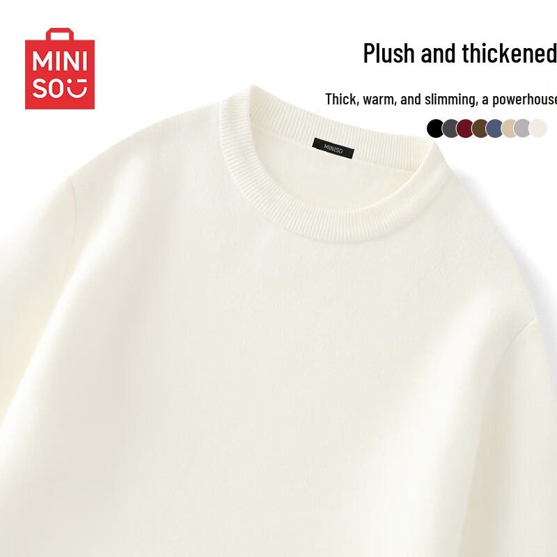 MINISO Мужской зимний свитер с флисовой подкладкой и круглым вырезом, 2024
