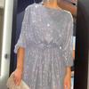Женское мини-блестящее платье с длинным рукавом Сверкающее платье из бисера Модное темпераментное элегантное сексуальное вечернее платье с блестками Праздничная вечеринка Коктейльная вечеринка