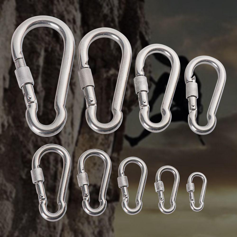 Spring Buckle Outdoor Climbing Gear 304 Stainless Steel Safety Hook Travel Kit Carabiner Lock Ring
