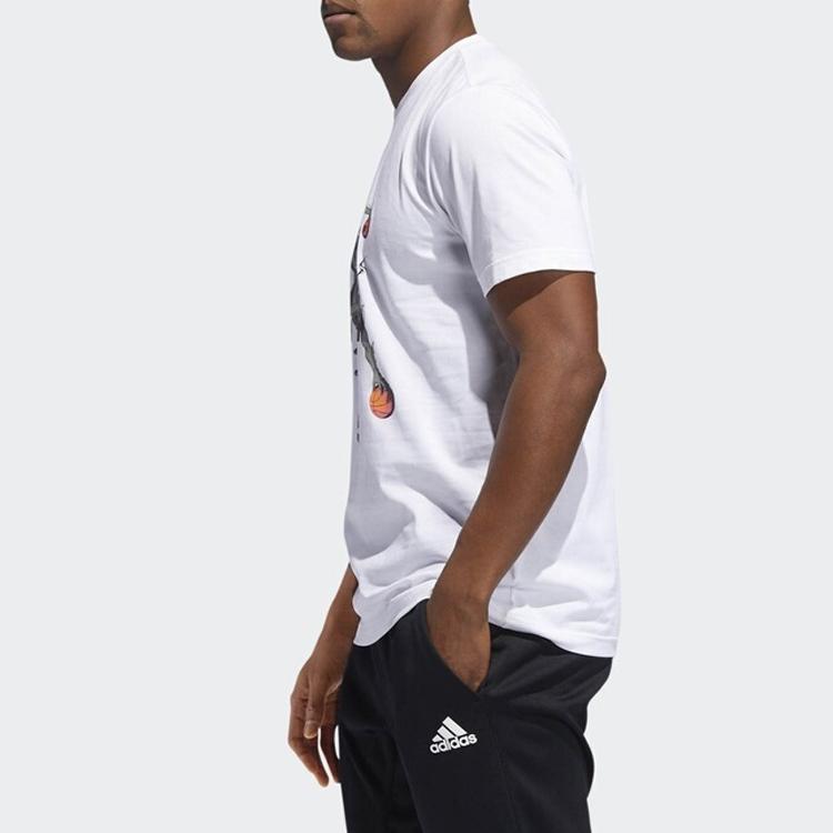 Adidas Мужская баскетбольная футболка с коротким рукавом и принтом Harden Movement, белая DZ1872