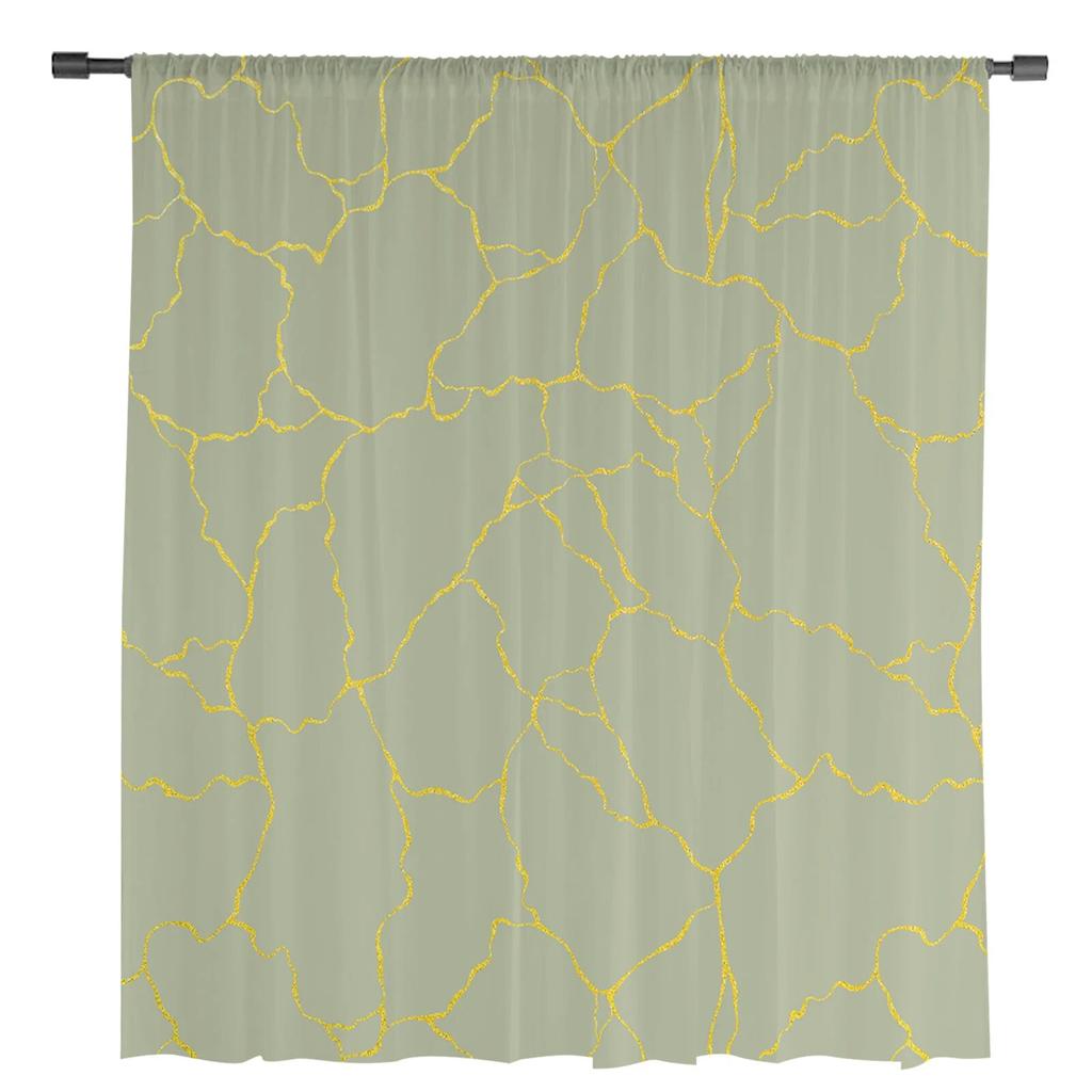 Шалфейно-зеленая текстура с геометрическими линиями, оконные тюлевые шторы для гостиной, кухни, рождественский домашний декор, прозрачные шторы из вуали