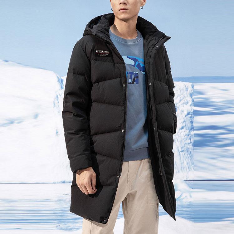 Anta Пуховик средней длины с капюшоном и мужской верхней одеждой Fiery Tech черный 152147945-2