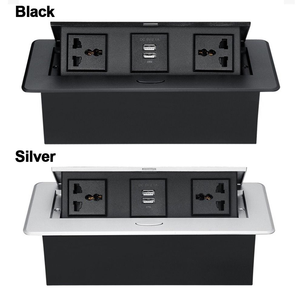 Metal Panel Table Top Recess Outlet Three-Hole Hidden Table Socket  Multimedia Desktop