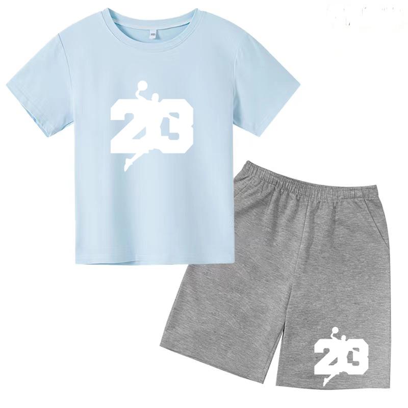 Баскетбольная футболка, тренировочная одежда, летняя детская рубашка + шорты, комплект из 2 предметов для девочек и мальчиков, спортивный повседневный очаровательный топ