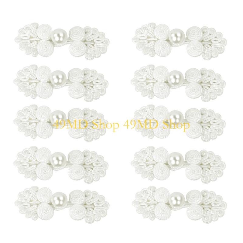 49MD Hand Sewing Fasteners Cheongsam Knot Pearls Closure Button Clothing Decoration Traditional Hand Costume Accessory 10PCS
