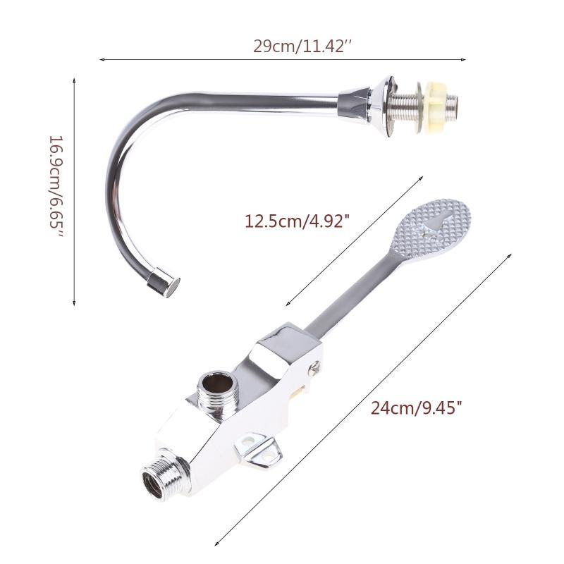 Foot Pedal Control Sink Faucet Vertical Basin Cold Water Faucet Stainless Steel