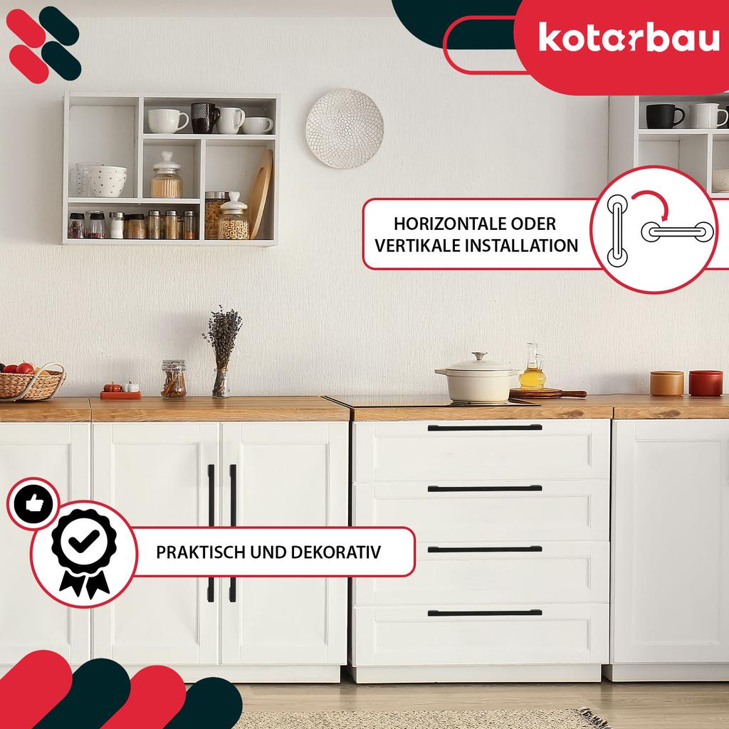 KOTARBAU® Kitchen Furniture Handle Classic Modern Oblong Long Matte Black 289 MM Spacing 256 MM