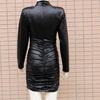 Мини-платье облегающего кроя, универсальное, из искусственной кожи, сексуальное, со стойкой, для вечеринки