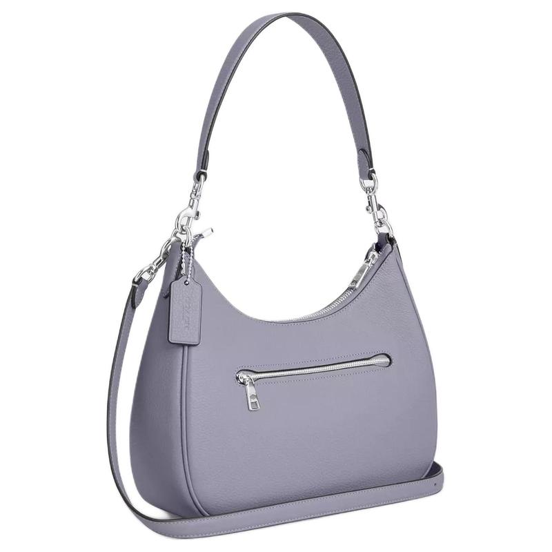 COACH shoulder bag Teri 29 silver hardware, zippered outer pockets, pebbled leather, armpit bag, Hobo bag, crossbody handbag, large size, women's