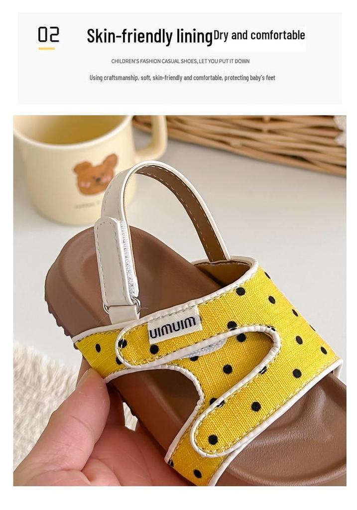 Детские сандалии Birkenstock в горошек - Ретро летние пляжные туфли для мальчиков и девочек