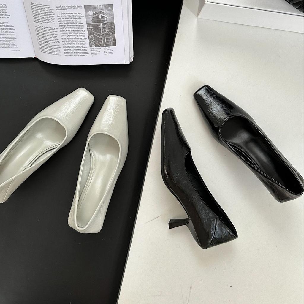 Yuanlitong Spring New High Heels Women's Wear High-end Sense Thin Heel Square Head Retro Women's Shoes Professional Style Casual Shoes