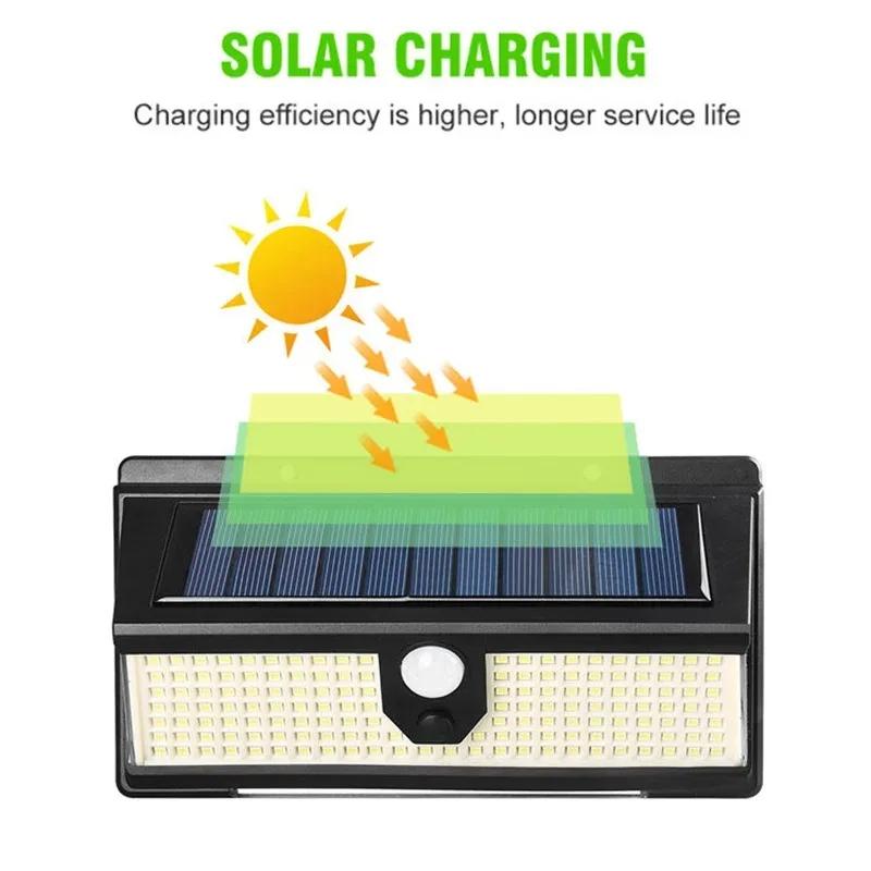 Solar Lights Outdoor Waterproof 172 LED Solar Motion Sensor Lights with Wide Angle Super Bright Security Wall Lamp for Garden