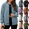 Женская модная однотонная куртка на молнии с длинными рукавами, бейсбольная куртка с воротником-стойкой и карманом, повседневная куртка