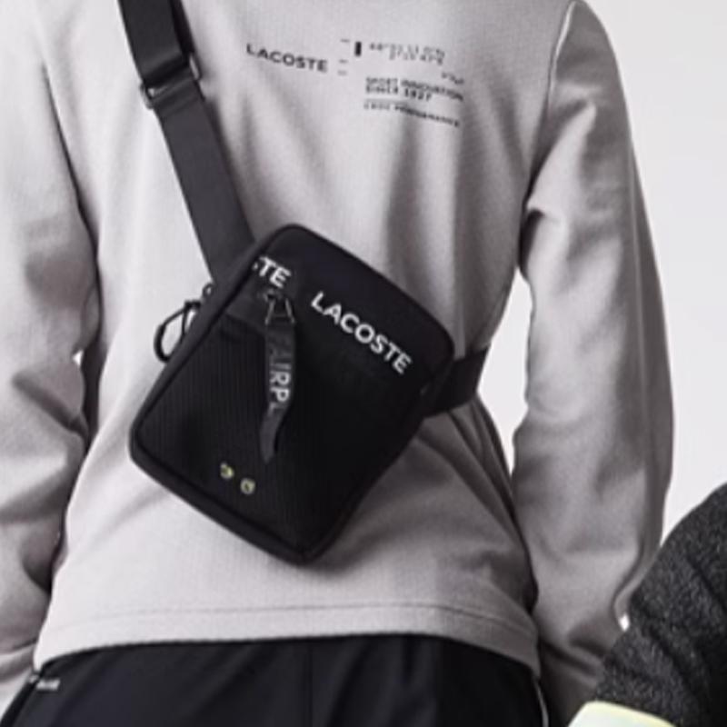 Lacoste Модная портативная повседневная нейлоновая сумка через плечо на плечо Средняя унисекс сумки Черная NU3797UH-000