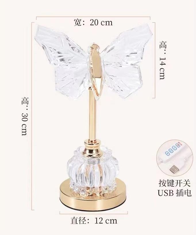 Table Lamp Retro Gold Acrylic Butterfly LED Desk Lamp Hotel Villa Art Decor LED Table Light Living Room Bedside LED Desk Lights