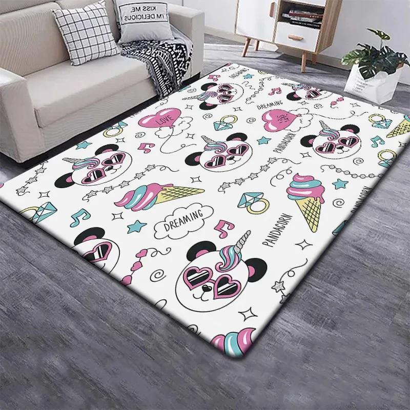 Cute Panda Carpet for Bedroom Bathroom Living Room Decor Baby's Crawling Mat Soft Cartoon Animal Area Rug Non-slip Play Mats