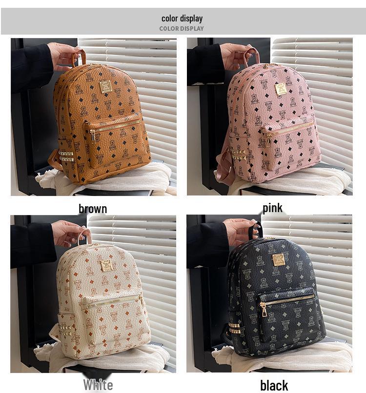 Рюкзак 2025 года с принтом ретро-плюшевого мишки - Женская школьная сумка большой вместимости