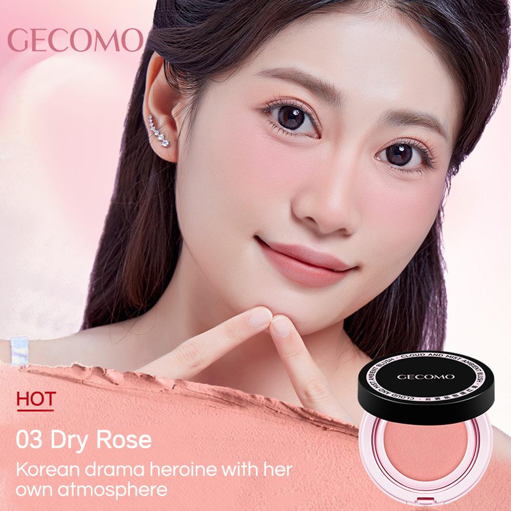 GECOMO Воздушные кремовые румяна Sweet Korean Blush с мини-пуховкой и зеркалом, осветляющие румяна естественного цвета