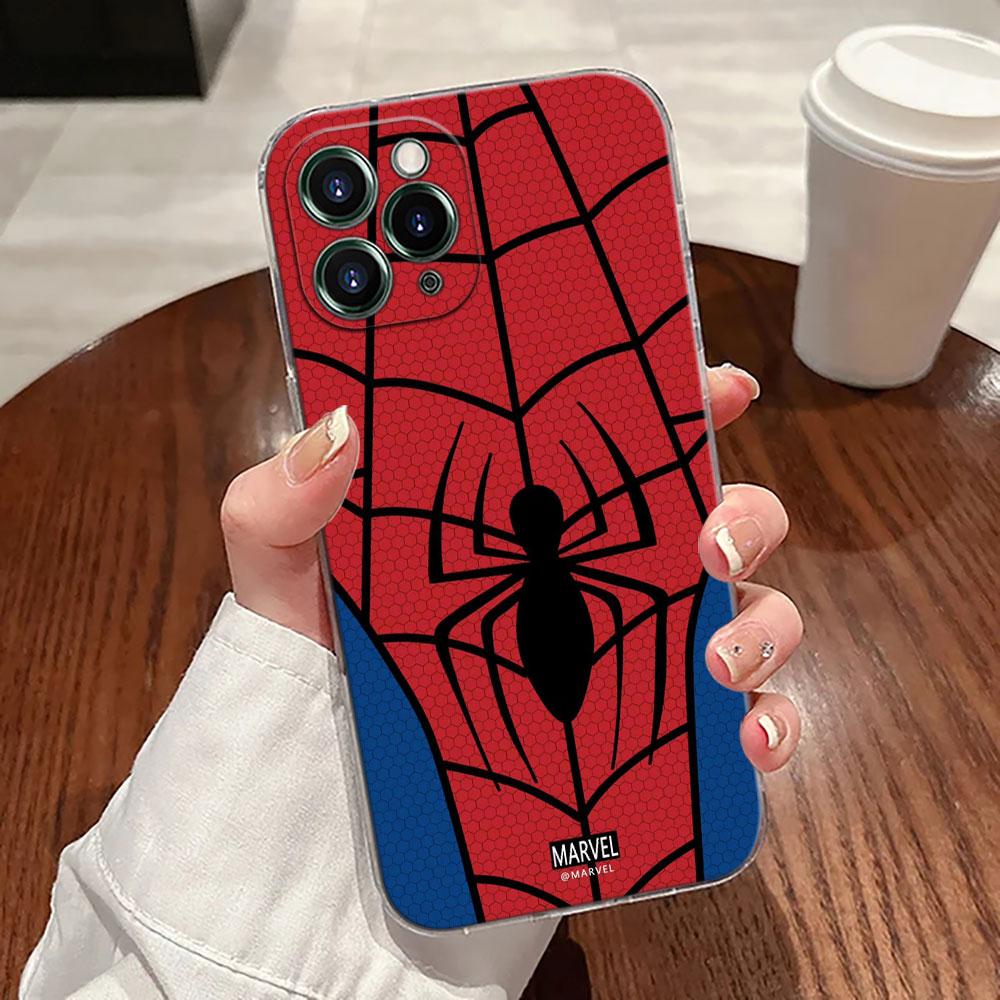 Прозрачный чехол для телефона Marvel Человек-паук для iPhone 17 Pro Max 17E 11 12 13 14 15 16 Pro Max 15 Plus 17 Air 16E 7 XS Мягкая накладка