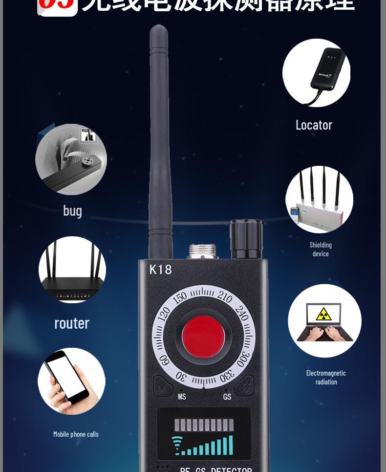 K18 Anti-Surveillance Detector: High-Sensitivity Wireless Signal Scanner for Eavesdropping and GPS Tracking Detection
