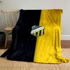 BK Häcken Logo on Black and Yellow Patterned blanket, flannel, suitable for all seasons, home decor, warm and cozy