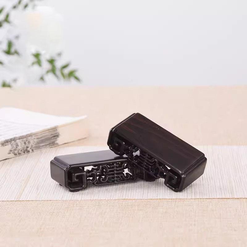 Solid Wood Rectangular Base, Purple Sandalwood, Looped Hollow Rosewood, Retro Ornament, Modern Chinese Style