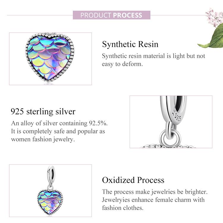 WOSTU Изысканная красивая подвеска из стерлингового серебра 925 пробы с рыбьей чешуей, подходящая для браслета, ювелирных украшений