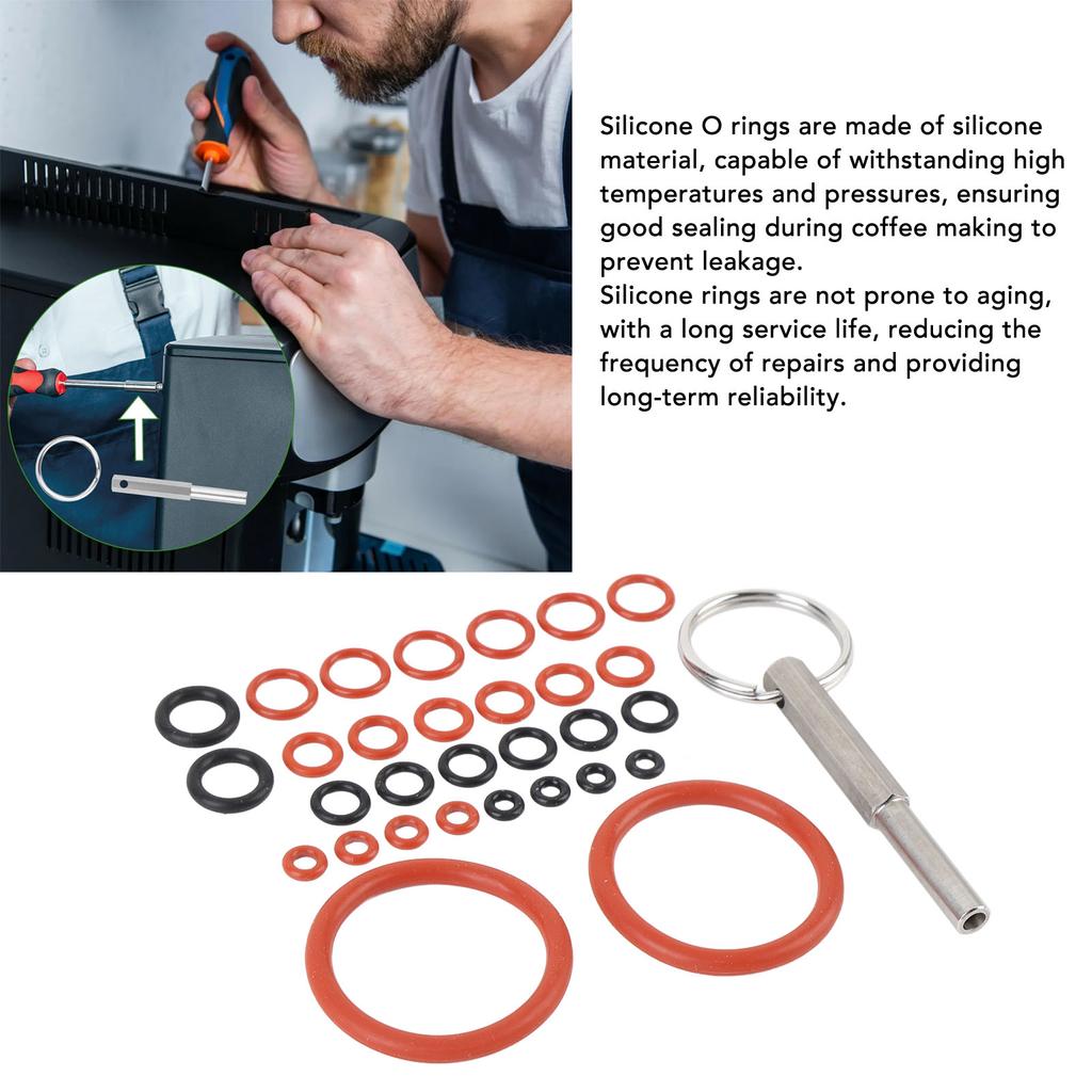 30 шт. Силиконовые уплотнительные кольца для кофемашины с ключом-инструментом для ремонта кофемашины, силиконовый набор для ремонта уплотнительных колец, набор для обслуживания