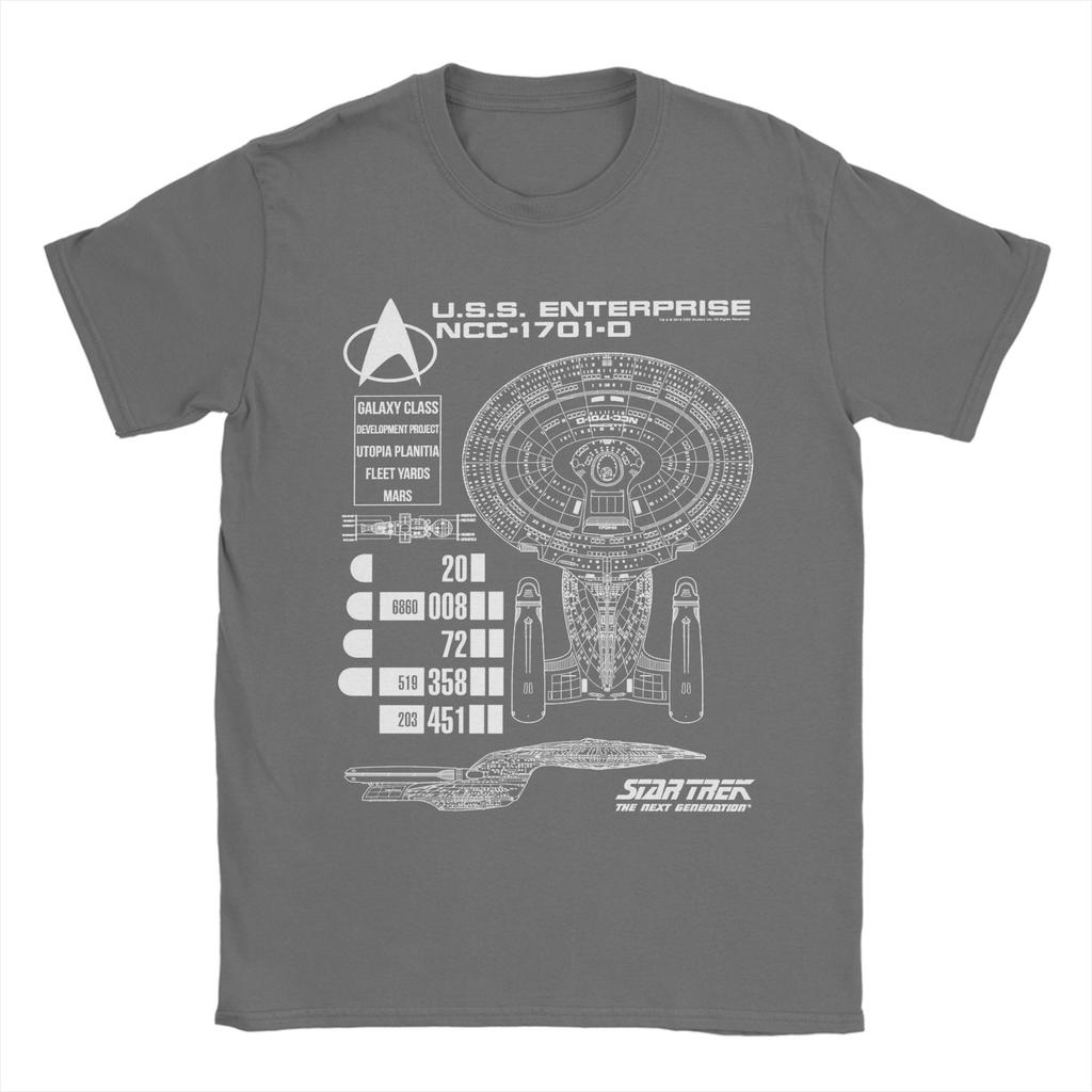 Stars Treks Next Generation USS Enterprise Schematics T Shirts Mens Pure Cotton TShirts Tee Shirt Short Sleeve Plus Size