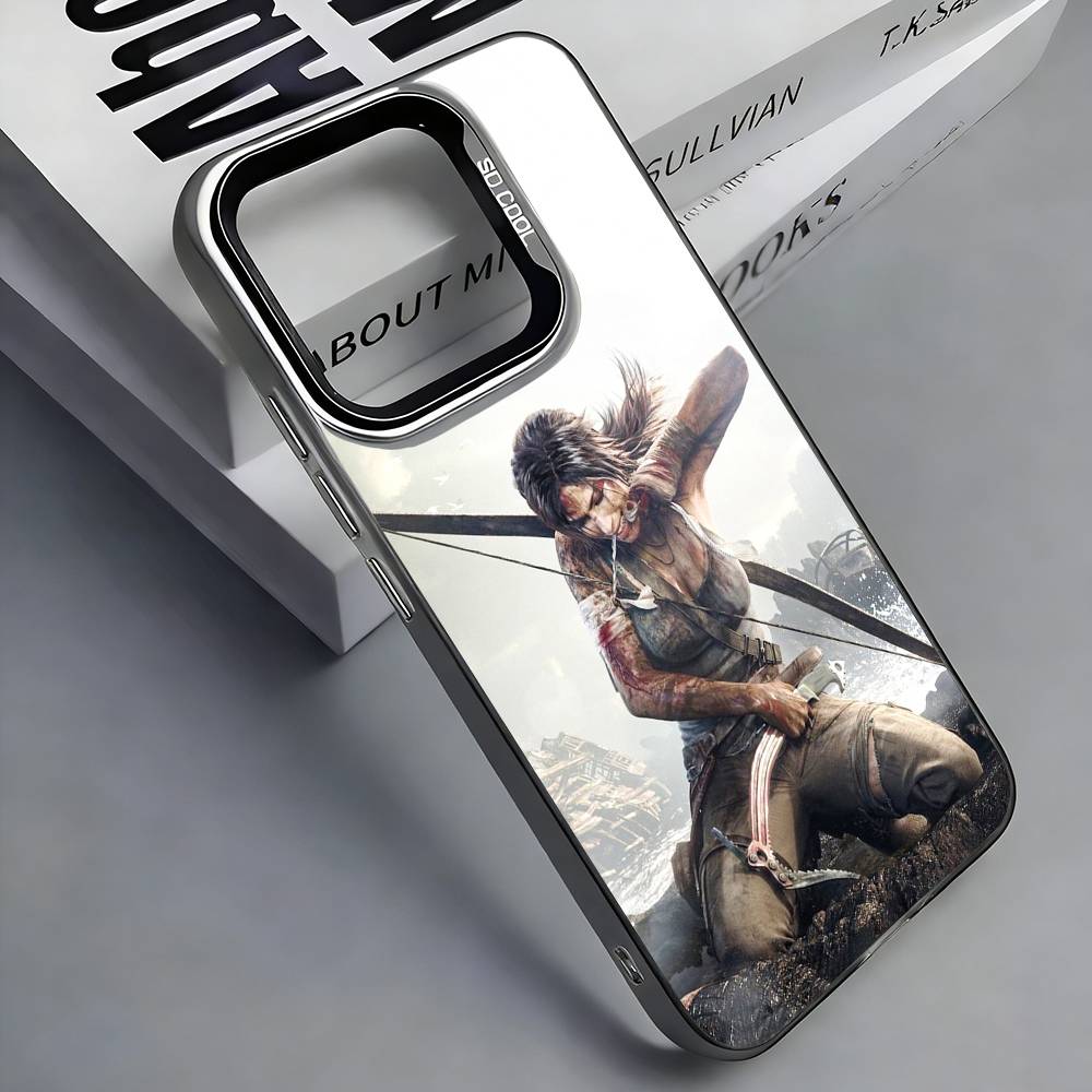 Чехол для телефона L-Lara Croft T-Tomb R-Raider Для iPhone 17, 16, 15, 14, 13, 12, 11 Plus, Pro Max, Цветной Серебристый Funda Чехол