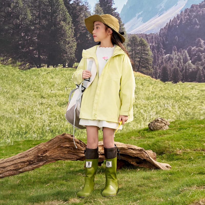 Girls' Lightweight Hooded Outdoor Windbreaker Jacket