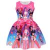 Kids Girls Anime Cartoon KPop Super Star Singer Printed Sleeveless Bow Casual Party Princess Dress Halloween Cosplay Costumes