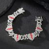 Hip Hop Broken Love Heart Rhombus Cuban Chain Bracelet Men Women 12mm Iced Out Alloy Inlaid Rhinestone Necklaces Fashion Jewelry