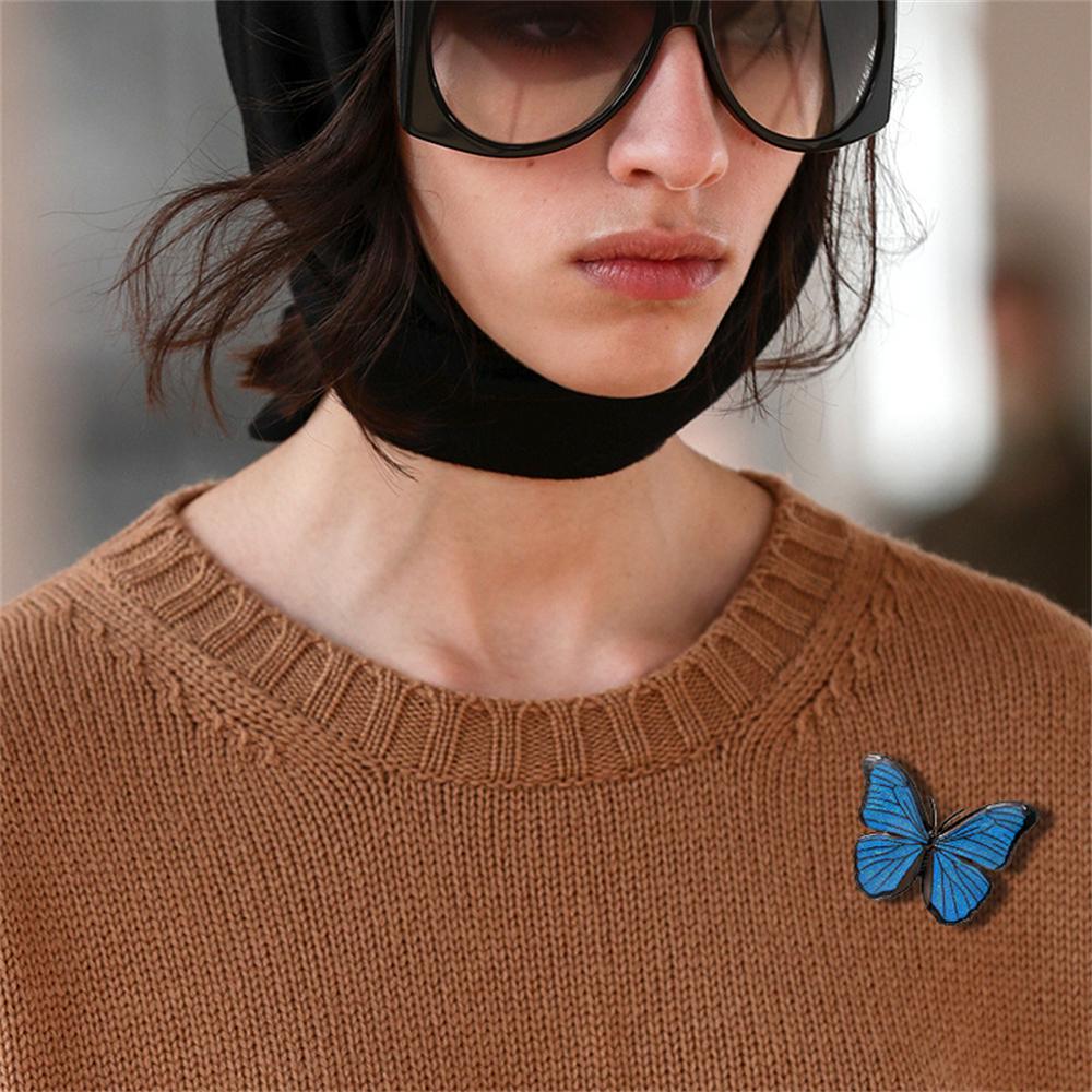 Высококачественная модная эмалированная синяя брошь-бабочка, шпильки, женские винтажные классические металлические броши с животными для женщин, ювелирные изделия, подарки