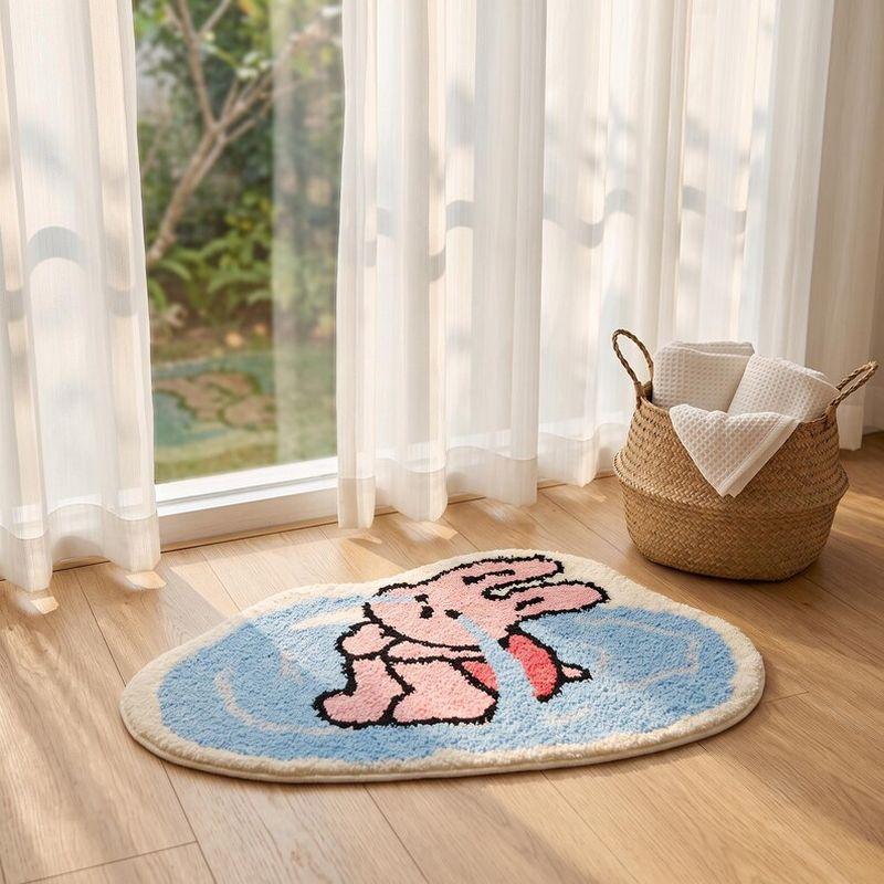 Cute Cartoon Alien Rug Anti-slip Water-absorbing Bathroom Floor Mat Soft Bedroom Side Cushion Home Decoration