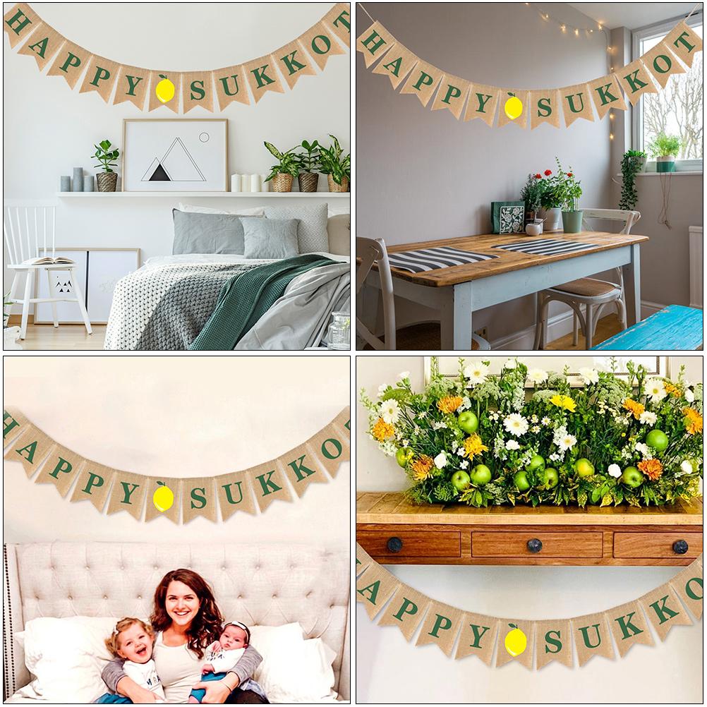 Суккот Подвесной баннер для еврейского праздника Кущей Винтажный декор Баннер для вечеринки