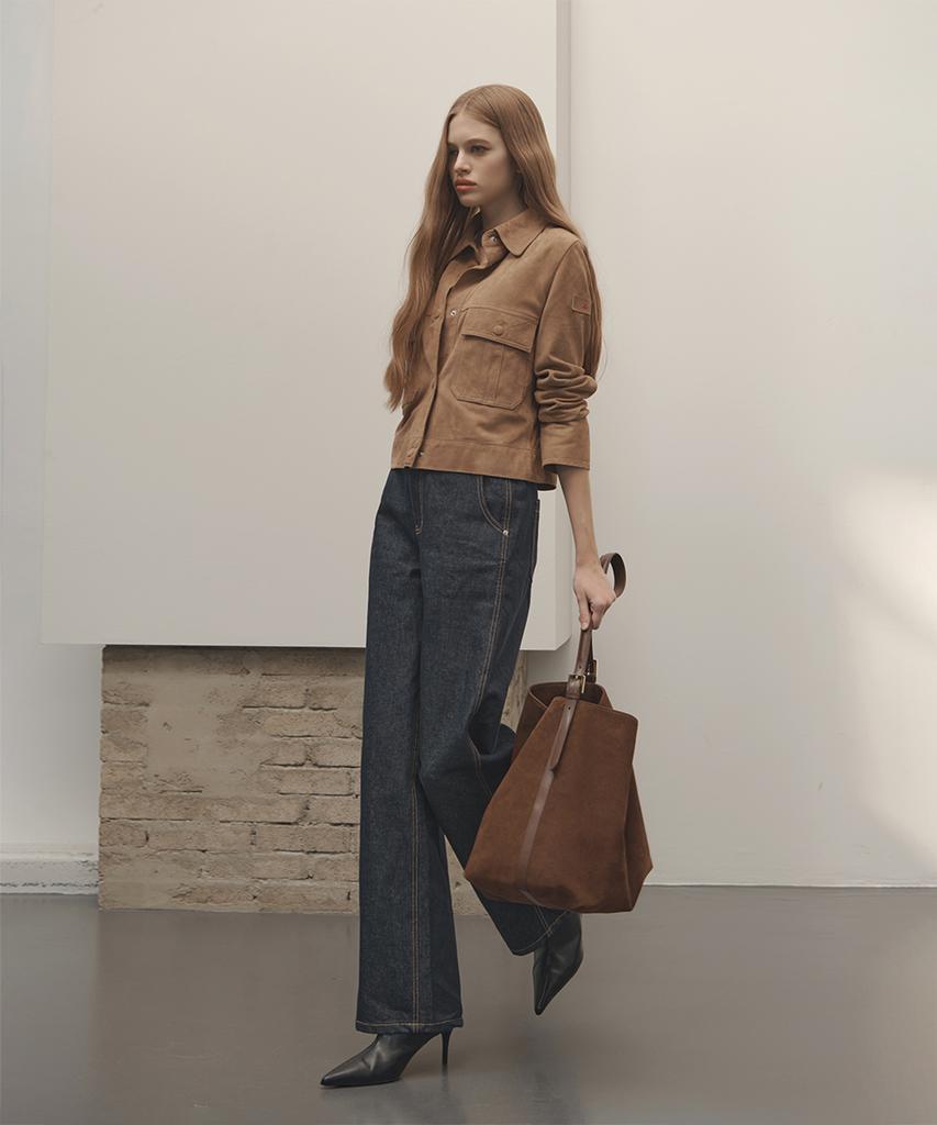 Clave Ellie Suede Brown Tote Bag