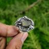 Элегантное этническое новое кольцо из стерлингового серебра 925 пробы с необработанным пренитом в форме восьмиугольника