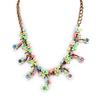 [A5284] - Green 'Flower Parade' Designer Necklace