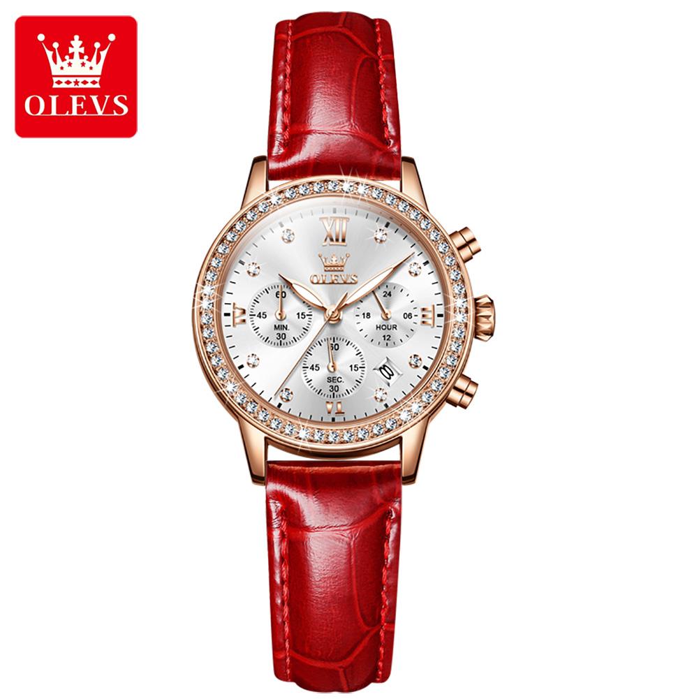 OLEVS 9933 Fashion Ladies Watches White Leather Female Waterproof Quartz Watch Women Watch Reloj