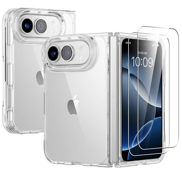 Coque pour iPhone Duo, Protection Antichoc Anti-Rayures Rigide Transparente - 2 Verres Trempés