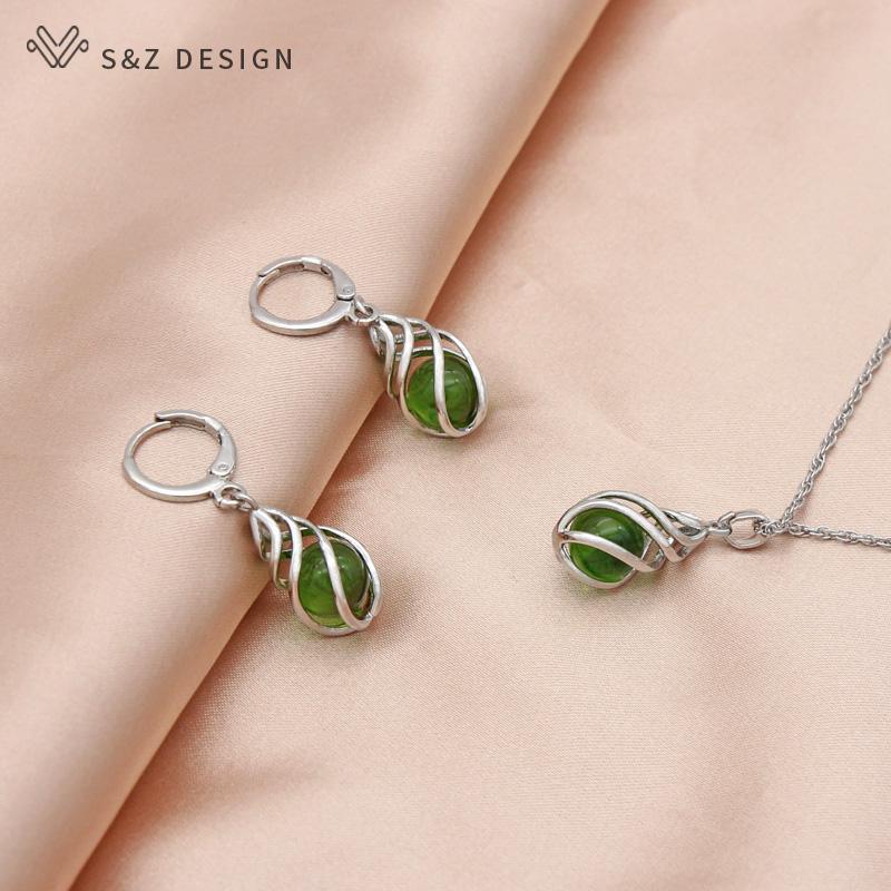 Модные элегантные простые полые серьги с каплями воды, висячие серьги, комплекты ювелирных изделий для женщин, ожерелье с подвеской цвета розового золота