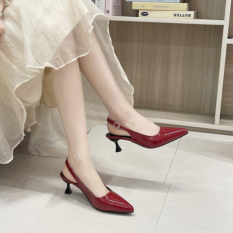 Лакированные босоножки на высоком каблуке, женские, лето 2024, новые, модные, элегантные, простые, заостренные, телесного цвета, сказочные туфли